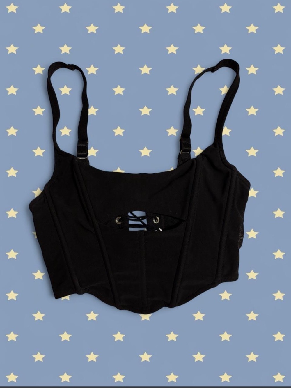 Edikted Black Lace-Up Corset Crop Top